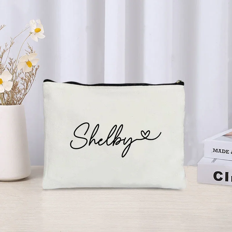 Name Makeup Bag Wedding Bridesmaid Gift Travel Cosmetic Organizer Custom Ladies Purse Office Supplies Storage Bags Pencil Case