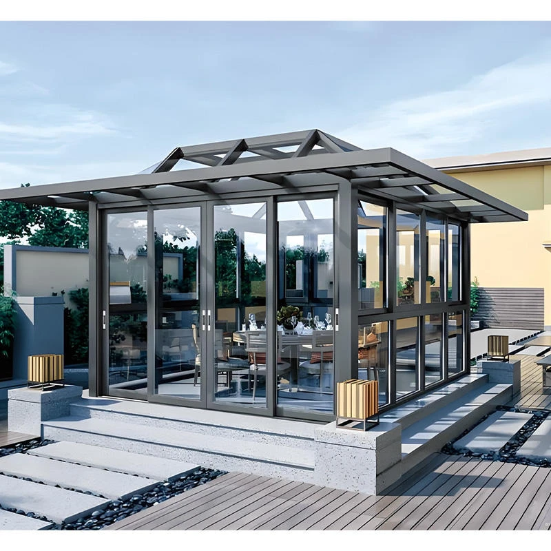 Four Seasons Sunroom Aluminum Glass House UV-Resistant Winter Garden Insulated Sun Glass Polygon/Triangle Roof Solarium Room