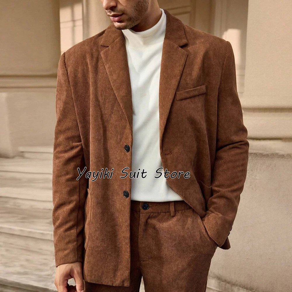 

Мужской вельветовый костюм-двойка Роскошные мужские костюмы для свадьбы Винтажный мужской костюм Комплект мужской роскошной одежды Костюм для взрослых Мужской полный