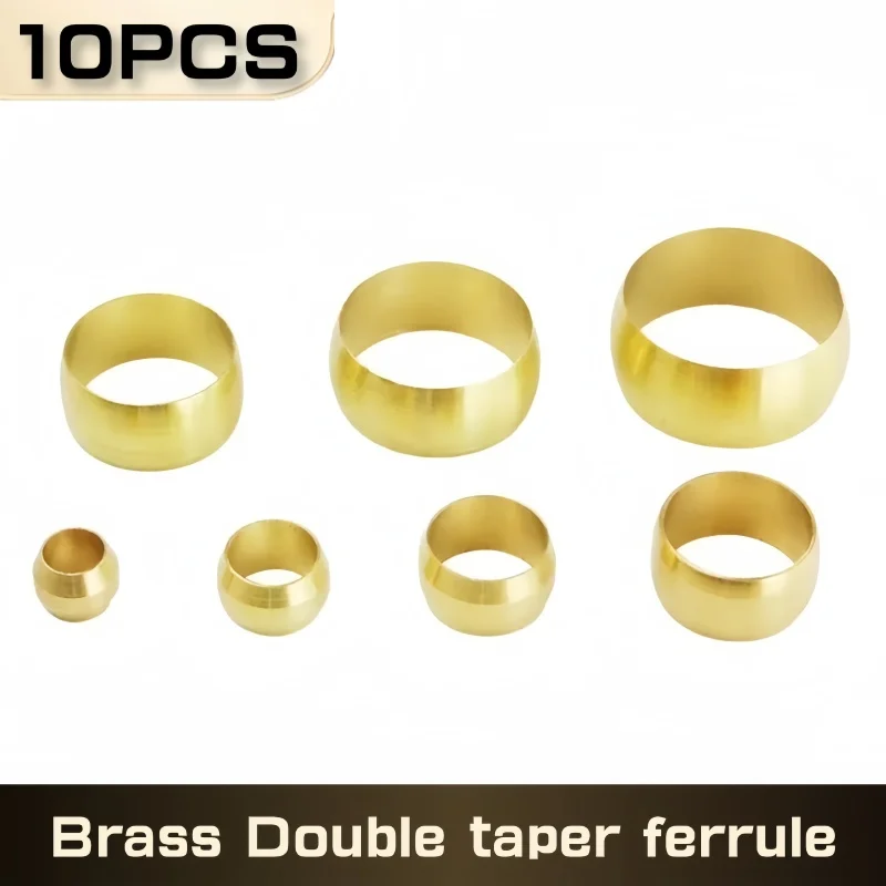 10PCS Brass Double taper ferrule 4 6 8 10 12 14mm OD Compression Sleeve seal ring fittings Tube centralized lubrication system