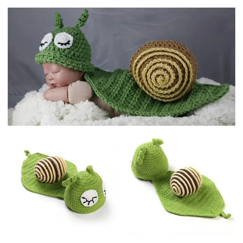 1 PCS Newborn One-Piece Snail Photography Costume Baby 100-Day Full Moon Photography Costume Hand-Woven Photo Props