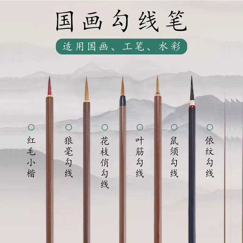 Chinese Brush Painting Starter Kit for Beginners - Fine Outline Brushes Ideal for Gongbi Style, Floral & Bird Art