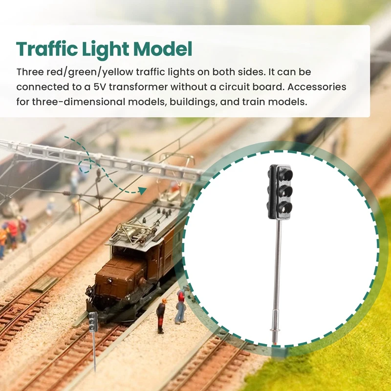 

3 Color Traffic Light Signals Ho Oo Scale Model 6Led For Diy Sand Table Crossing Street Construction Railway Two Side