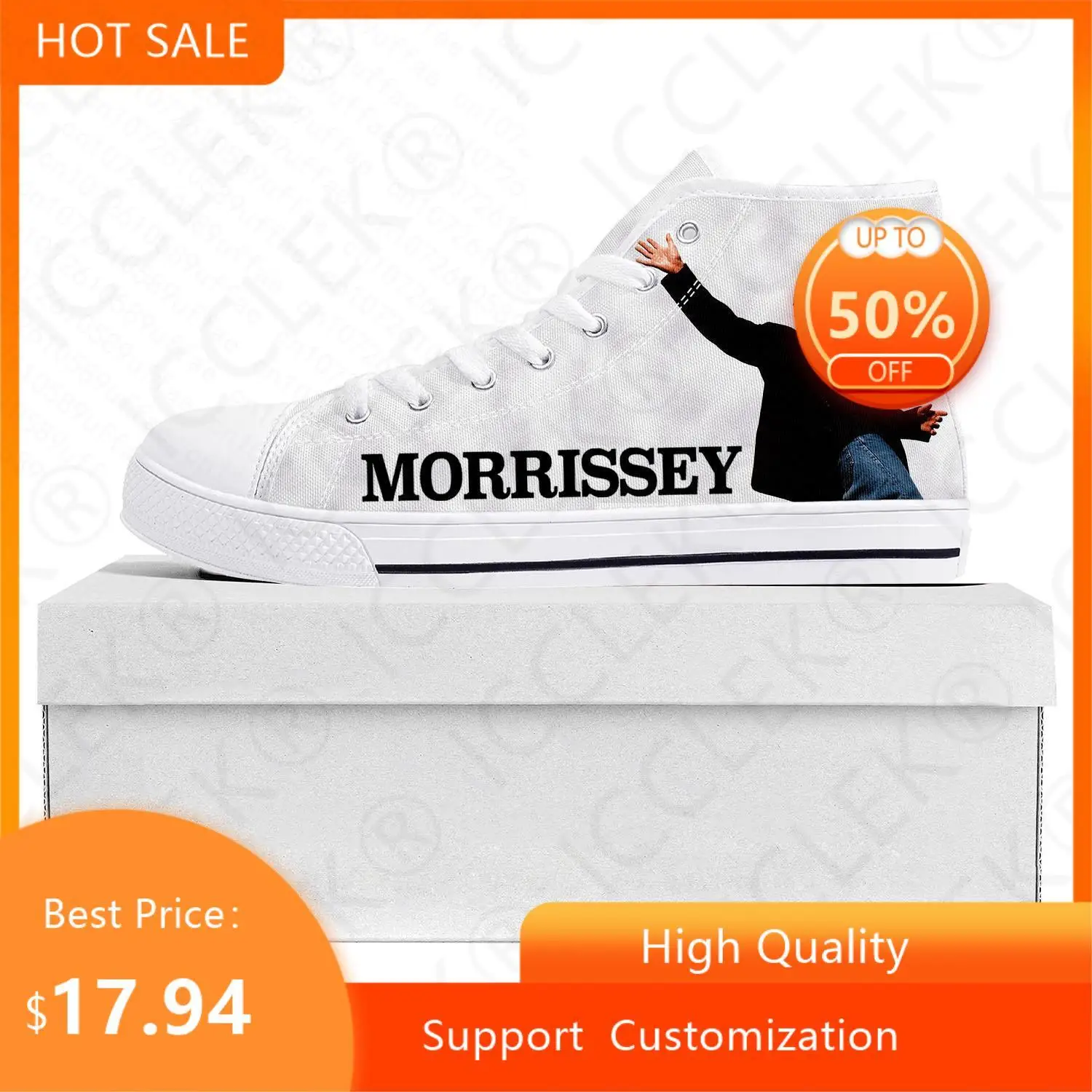 Morrissey Rock Singer High Top High Quality Sneakers Mens Womens Teenager Canvas Sneaker Casual Couple Shoes Custom Shoe White