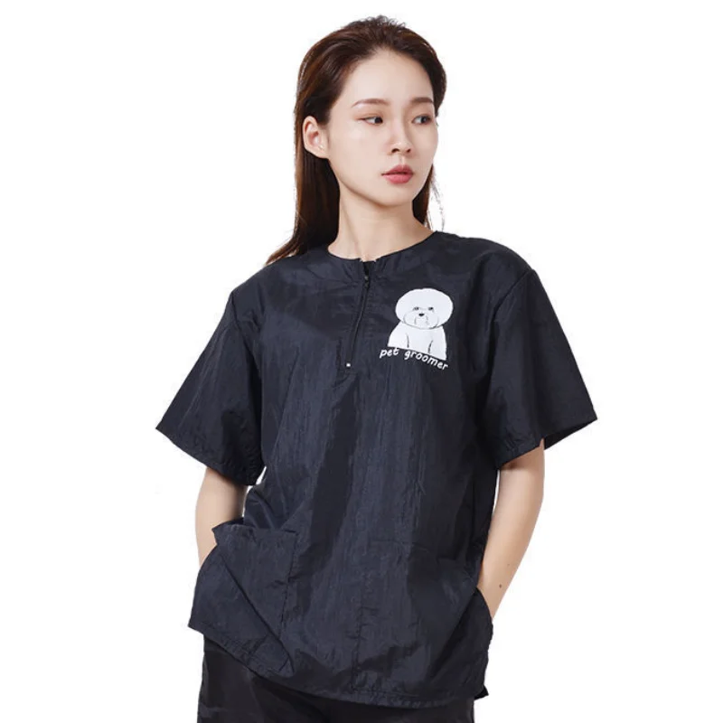 Abbigliamento colorato per toelettatura cani Uniformi da negozio per animali domestici impermeabili e traspiranti Toelettatore per animali domestici Abiti da lavoro Top a maniche corte Grembiule