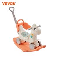 VEVOR 4 in 1 HDPE Rocking Horse for Toddlers 1-3 Years 80lbs Baby Rocking Horse with Detachable Balance Board Push Handle