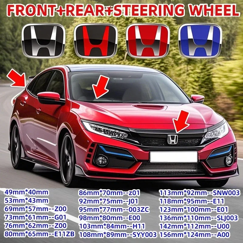 Para Honda Car Grille Logo pegatina para maletero trasero accesorios FIT 2014 Legend Accord Civic 8th 9th 9.5th 10th HRV CRV Freed Pilot NSX