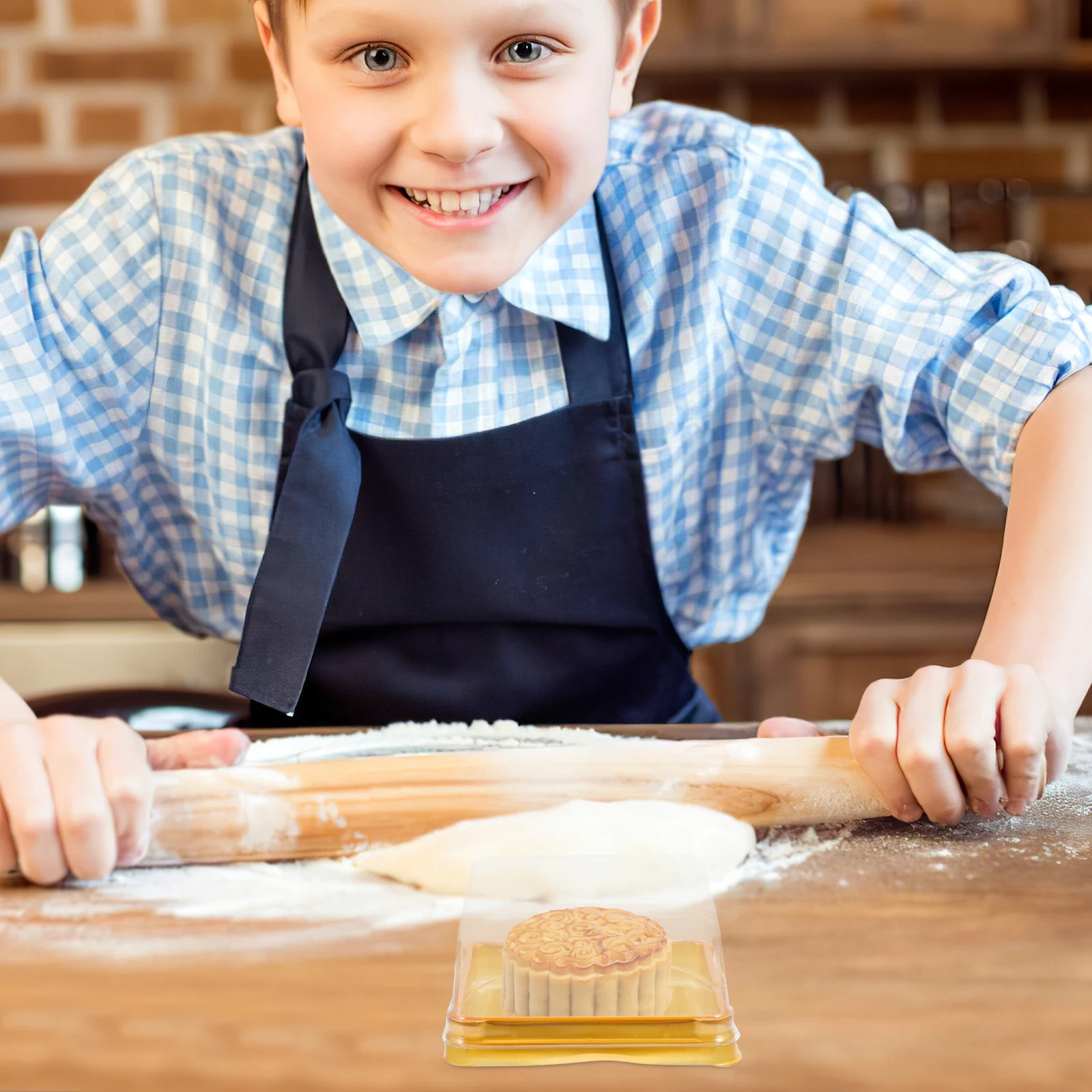 

100pcs 50G -Yolk Puff Box Clear Pet Moon Cake Container Sealing Dessert Storage Baking Packaging Kitchen Barware