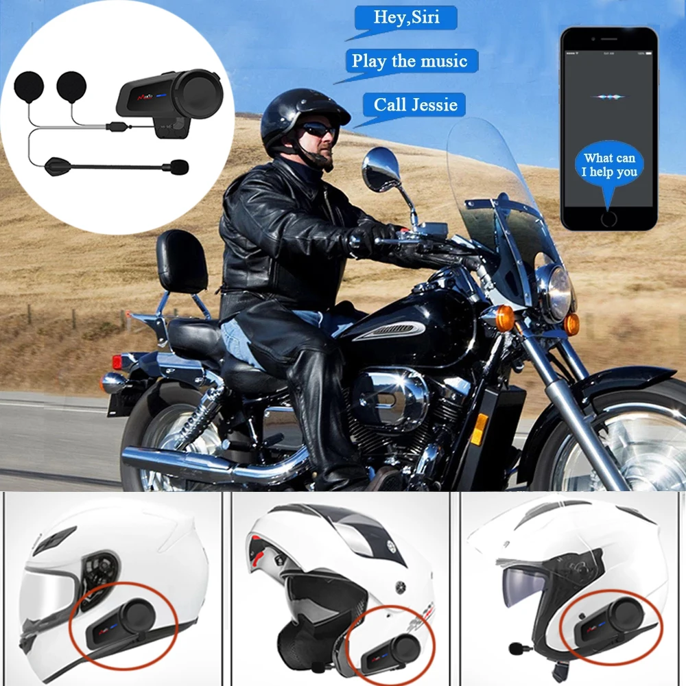 Maxto M2 Motorcycle Helmet Casco Group Intercom 1000M Headset Bluetooth 5.0 FM MP3 Compatible with Any Headphone Earphone