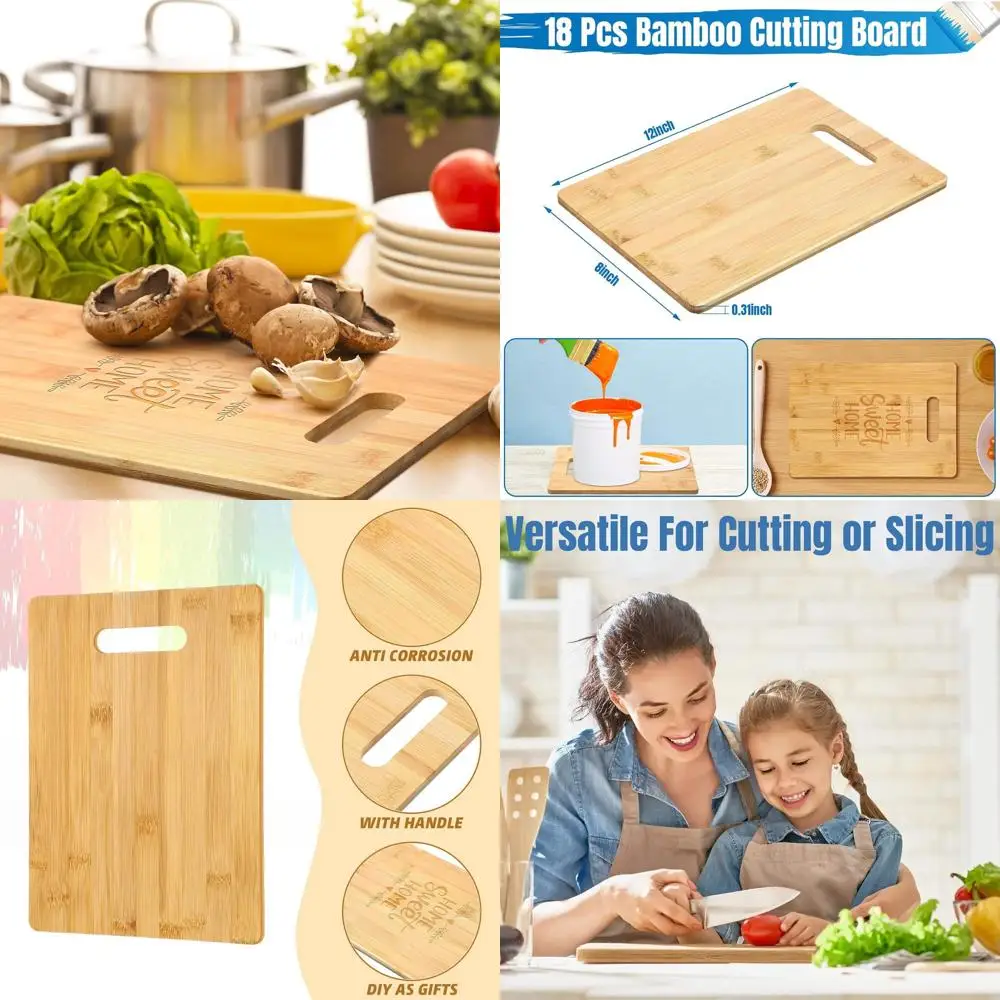 

12x8 Inch Bamboo Cutting Boards with Handles, Bulk Plain for Laser Engraving, Ideal for Custom Gifts & Christmas Keepsakes