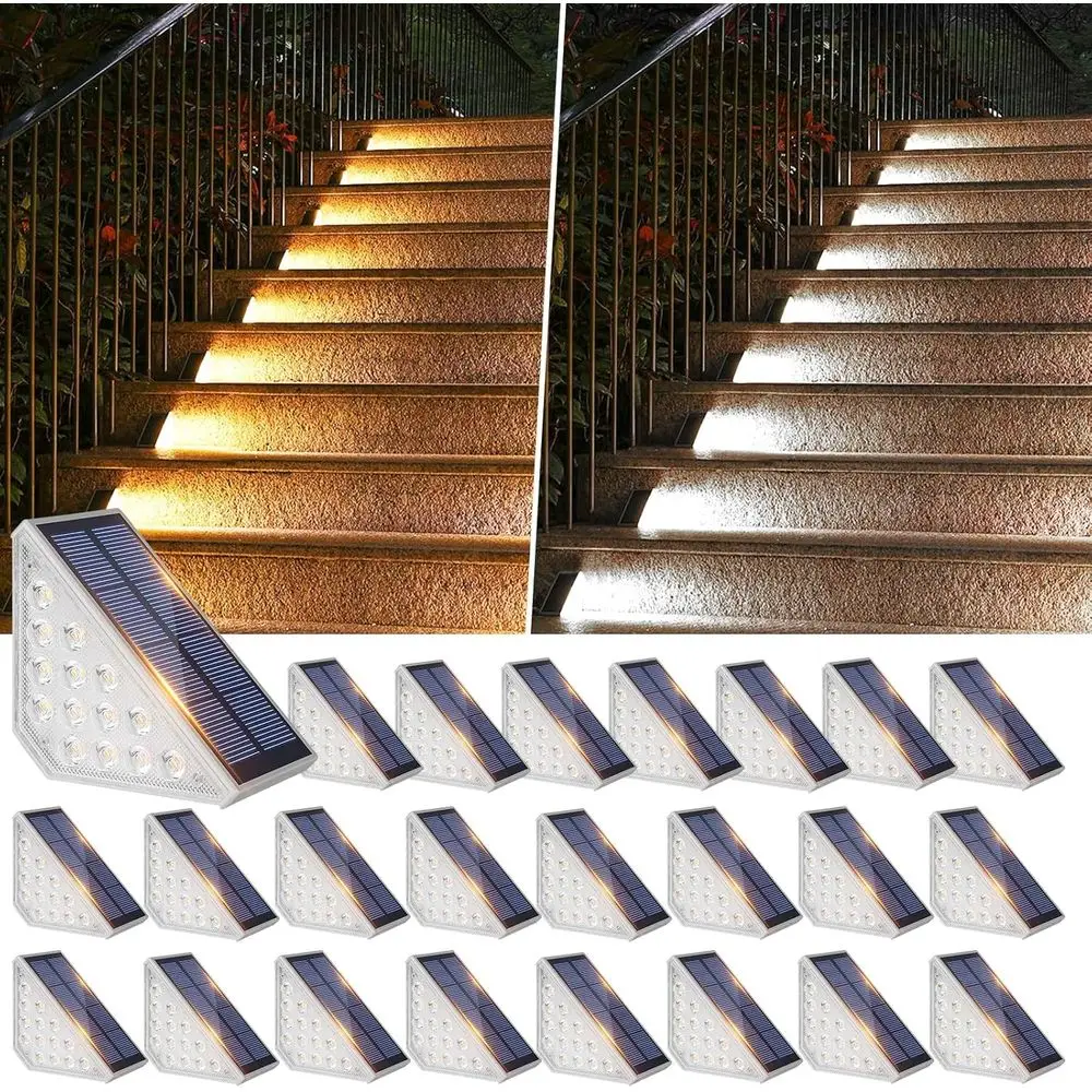 

24-Pack Waterproof Outdoor LED Stair Lights with Dual Color, Ideal for Deck, Yard, Garden, Patio, and Walkways