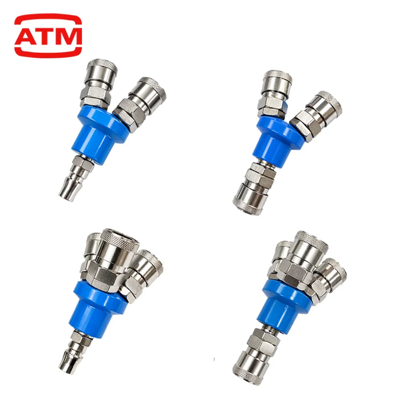Pneumatic Air Compressor Connector SMV Round 2-Way SMY Round 3-Way Female Thread Quick Coupler Pneumatic Fitting Tool