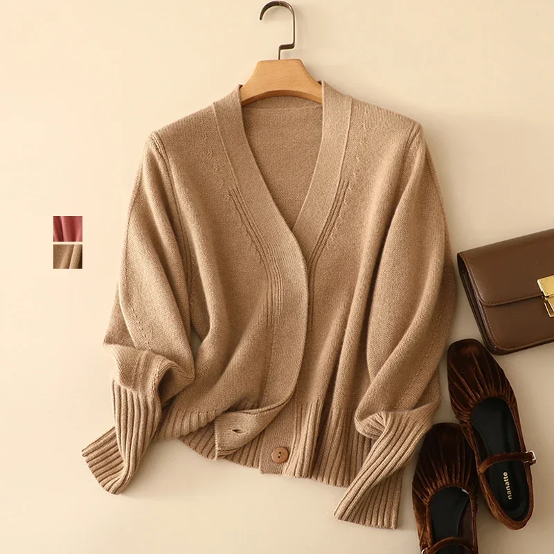 aliaga winter new arrival thick luxury 100% cashmere cardigan outerwear for women