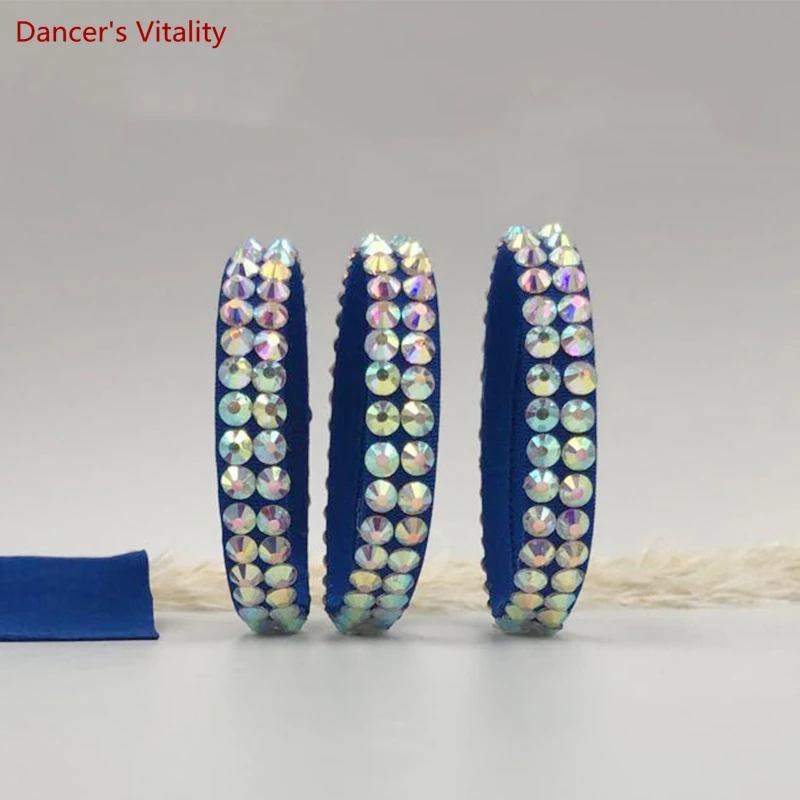 Pulsera de baile latino para adultos y niños, pulsera de rendimiento de competición de baile, accesorios de salón de vientre de diamante de doble