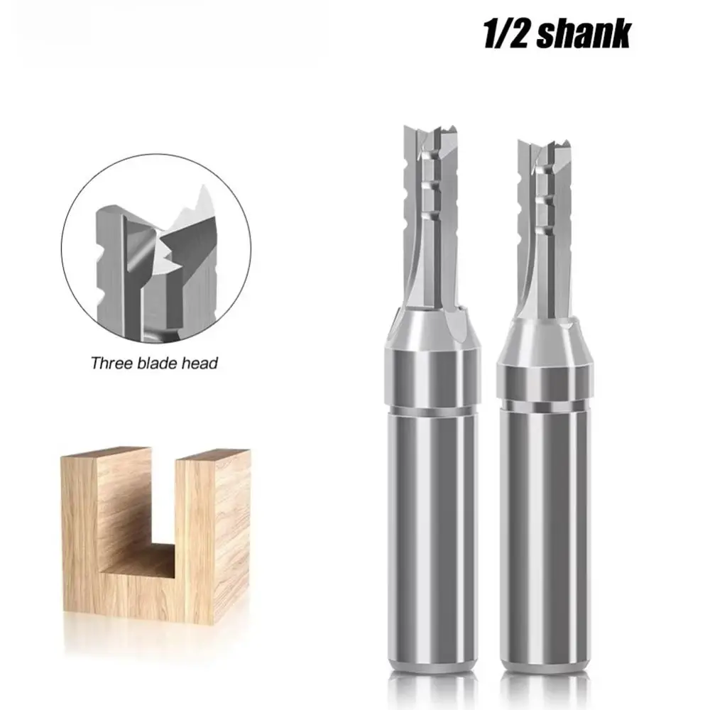

TCT Straight Milling Cutter 3 Flutes CNC Tool Trimming Slotting Router Bit 6mm 1/2 Shank End Mill for MDF Plywood