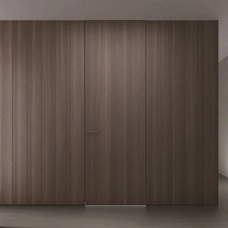 

Minimalist invisible door TV background wall Living room integrated wall board secret door Aluminum wood Hidden frame door