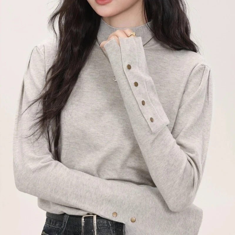 

Women's Unique Inner Top Autumn and Winter Wear New Semi-turtleneck Bottomed Knitted Sweater