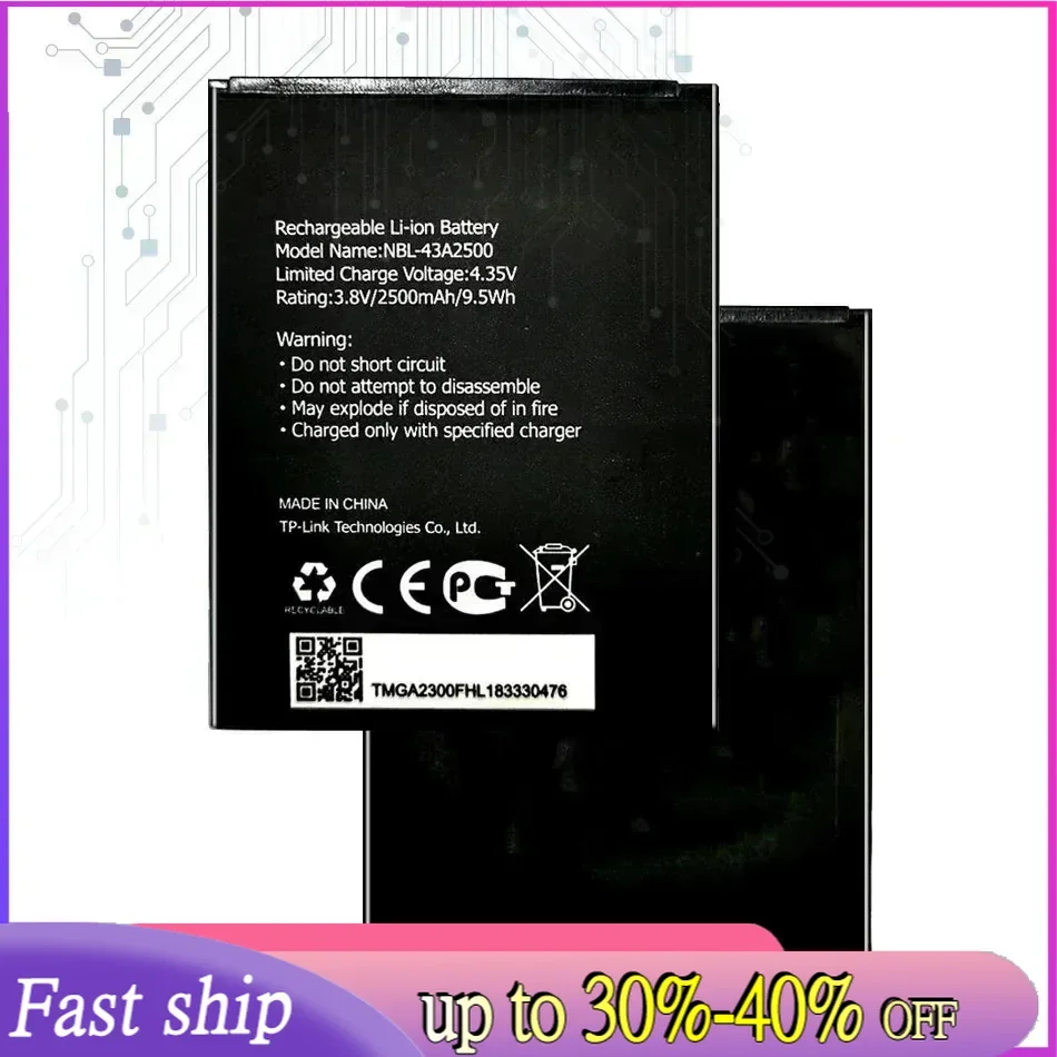 3.8V 2500Mah NBL-43A2500 Battery For TP-Link Neffos C7s TP7051A TP7051C Batterij