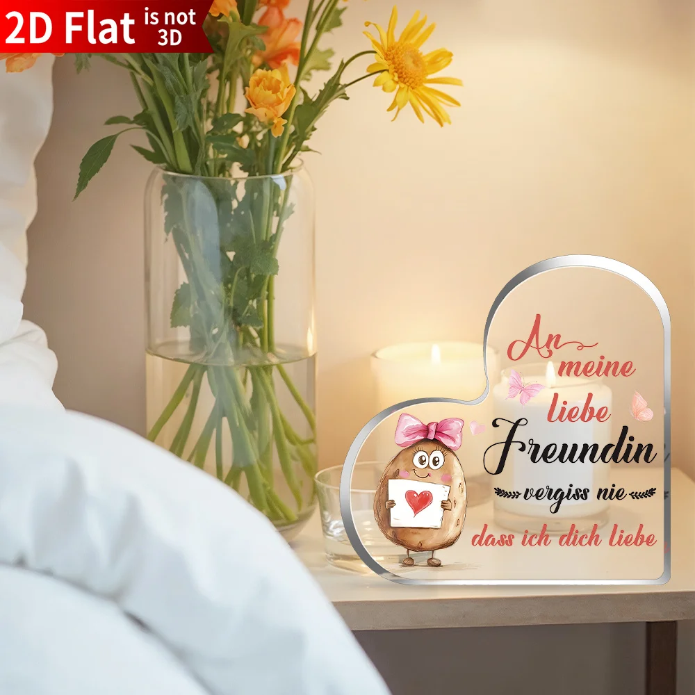 Acrylic Heart Desk Decoration - 2D Flat Romantic Gift for Boyfriend/Girlfriend, Cute Ornament for Shelf/Desk, Couple Valentine's - view 4