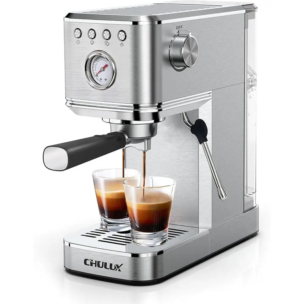 20 バー半自動エスプレッソマシンステンレス鋼コーヒーメーカーミルク泡立て器取り外し可能なタンクプログラム可能な自動シャットオフ