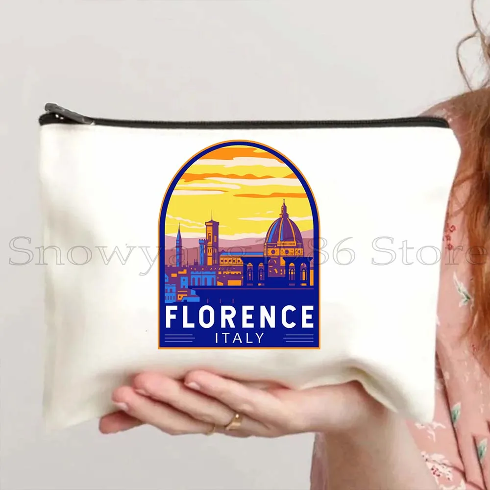 Florence Seville Vienna Amsterdam Milan Italy Bangkok Budapest Denver Spain Seoul Brazil Cosmetic Bag Makeup Pouch Pencil Case