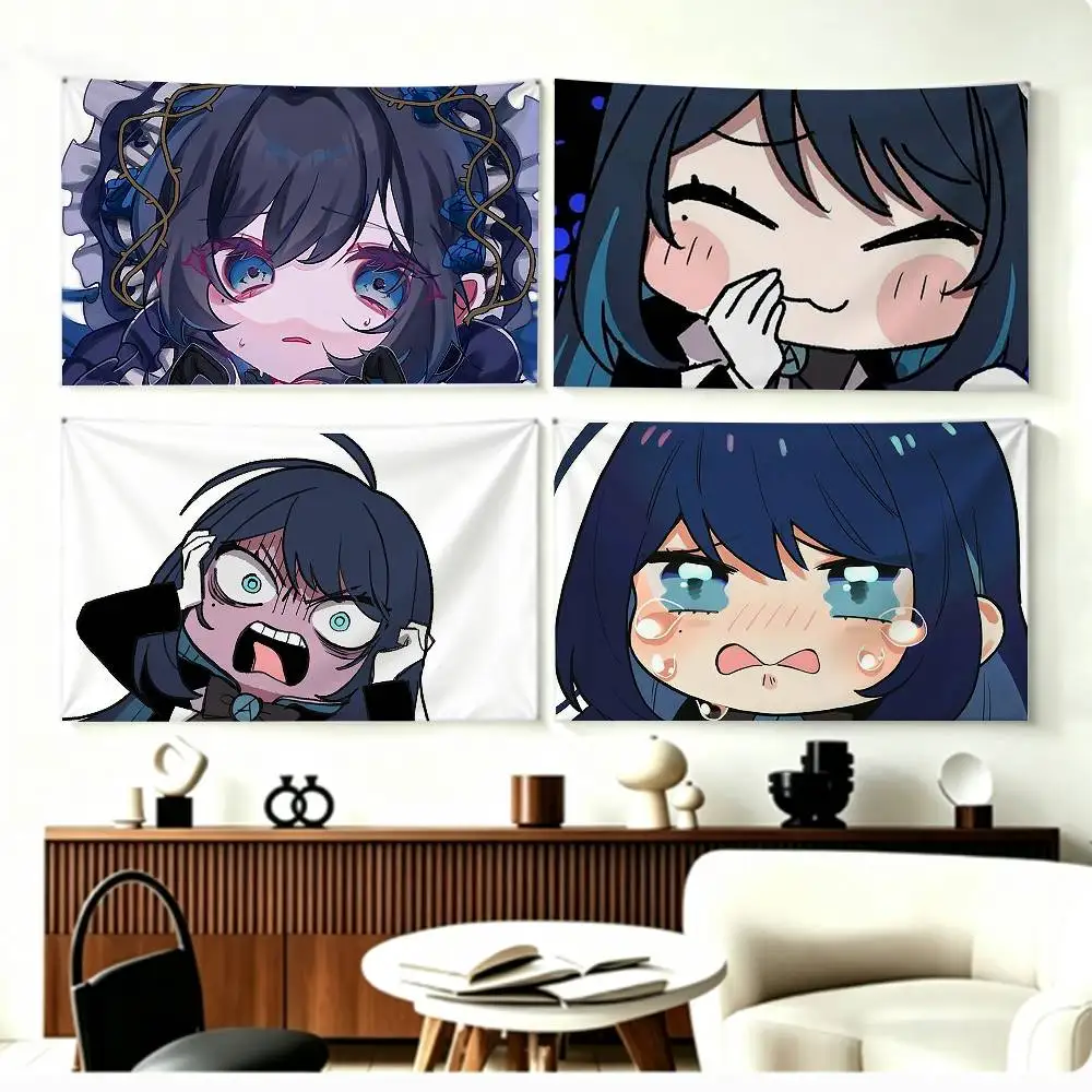 Chibi Kawaii Singer A-Ado   Flags Wall Hanging Background Art Banner for Bedroom Home Outdoor Decor