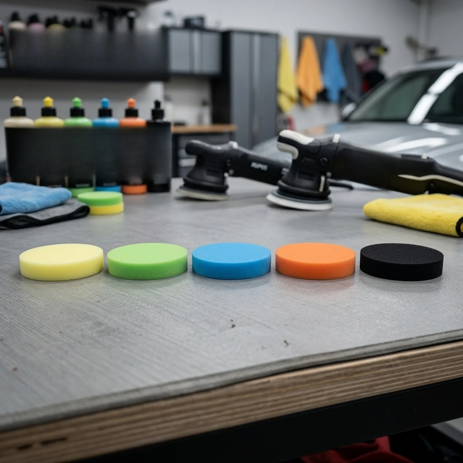 5pcs 5-Inch Flat Sponge Buff Buffing Pads Glass Furniture Polishing Kit Ultra Soft Car Wax Apply Remover Buff Pads