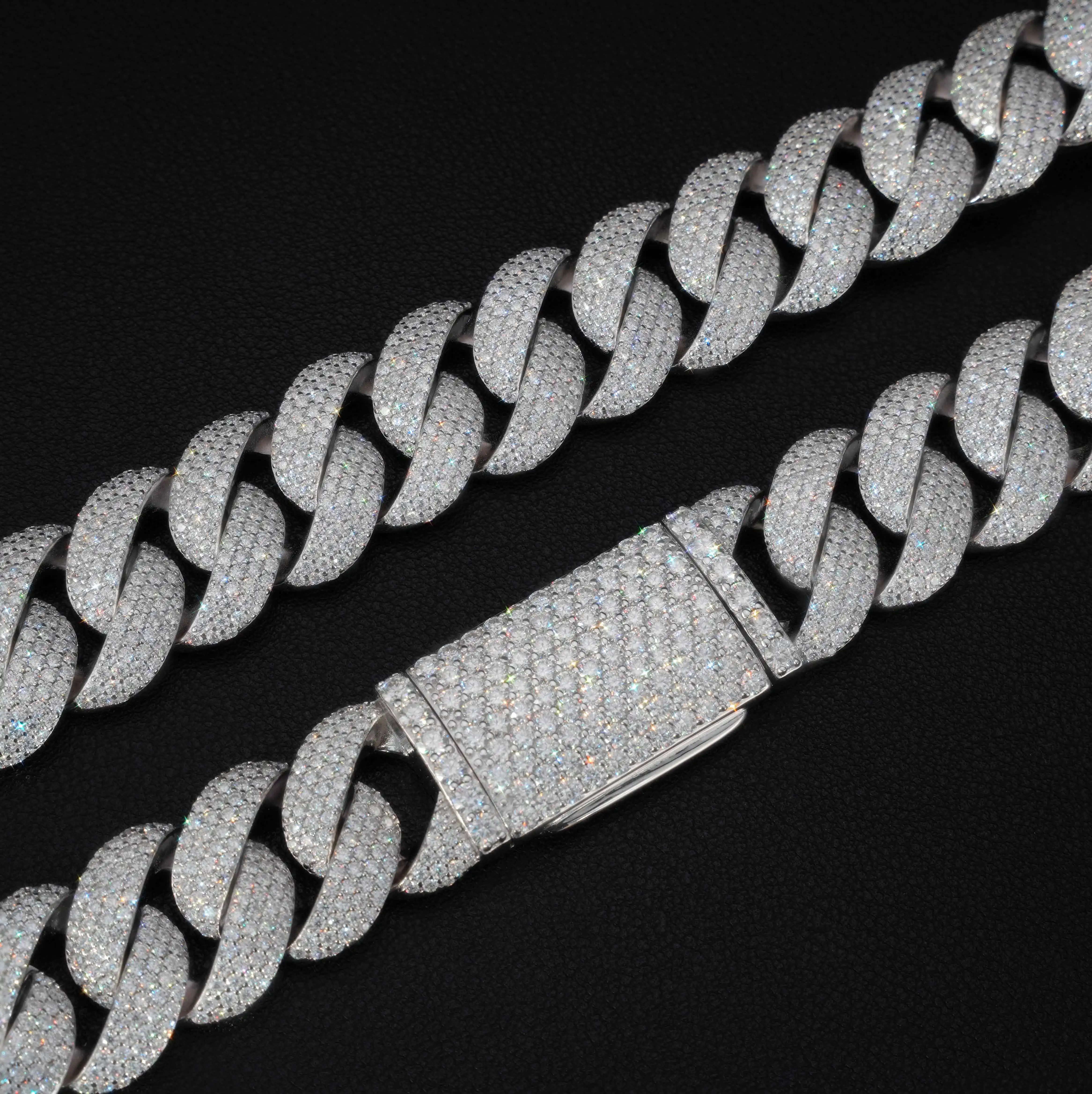 Days 3 Dispatch Cuban Link Chain 20mm 22mm Miami 925 Silver Jewelry Hip Hop Men Necklace VVS Moissanite Chain..