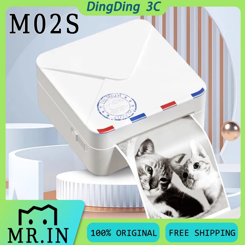 

MR.IN M02S Принтер для фотографий высокой четкости Домашний бесчернильный прямой термопринтер Портативные карманы Bluetooth Мини-печатная машина на заказ