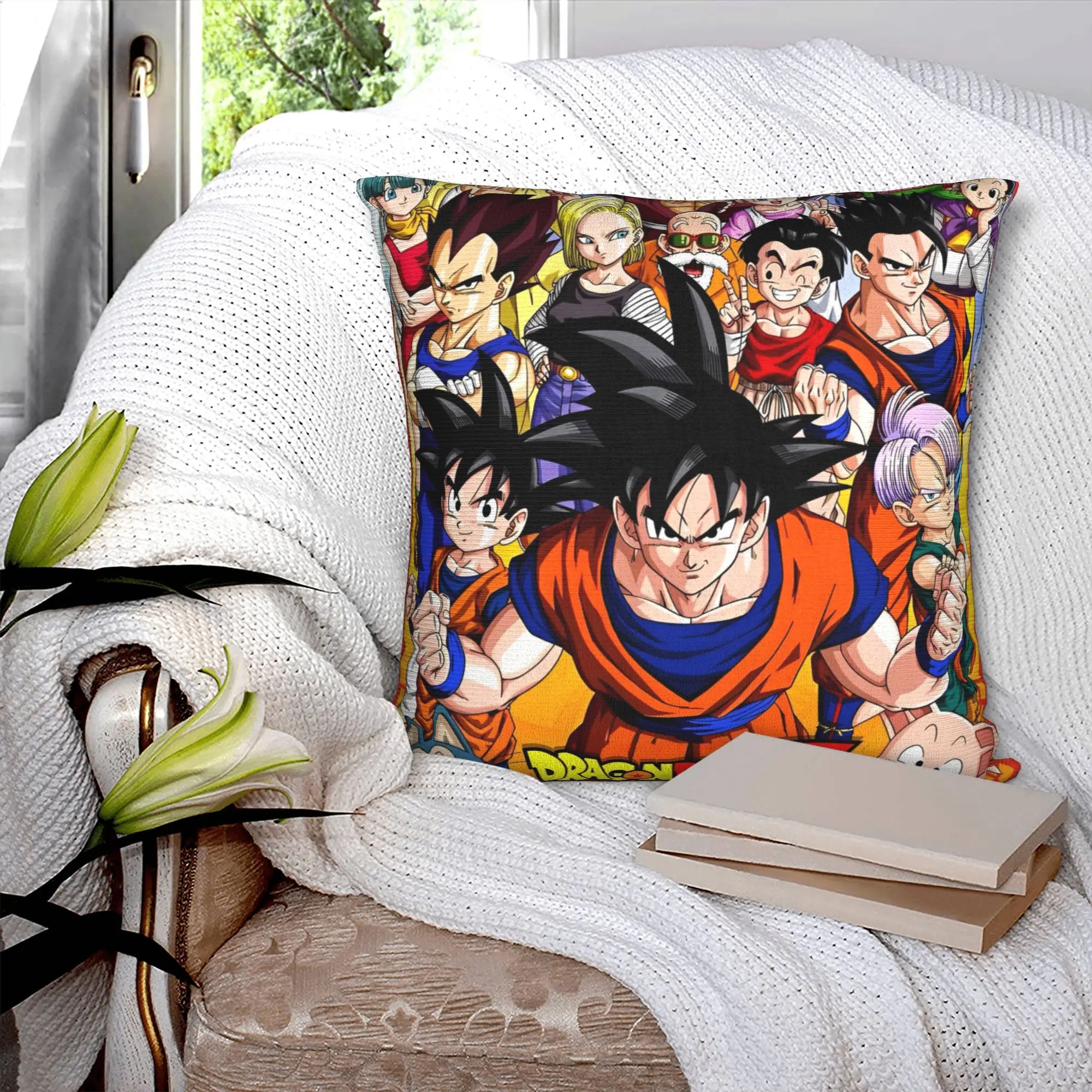

Dragon Ball Z Square Pillow Case Anime Son Goku Cushion Cover Custom Zipper Decor Pillowcase for Car 40x40cm
