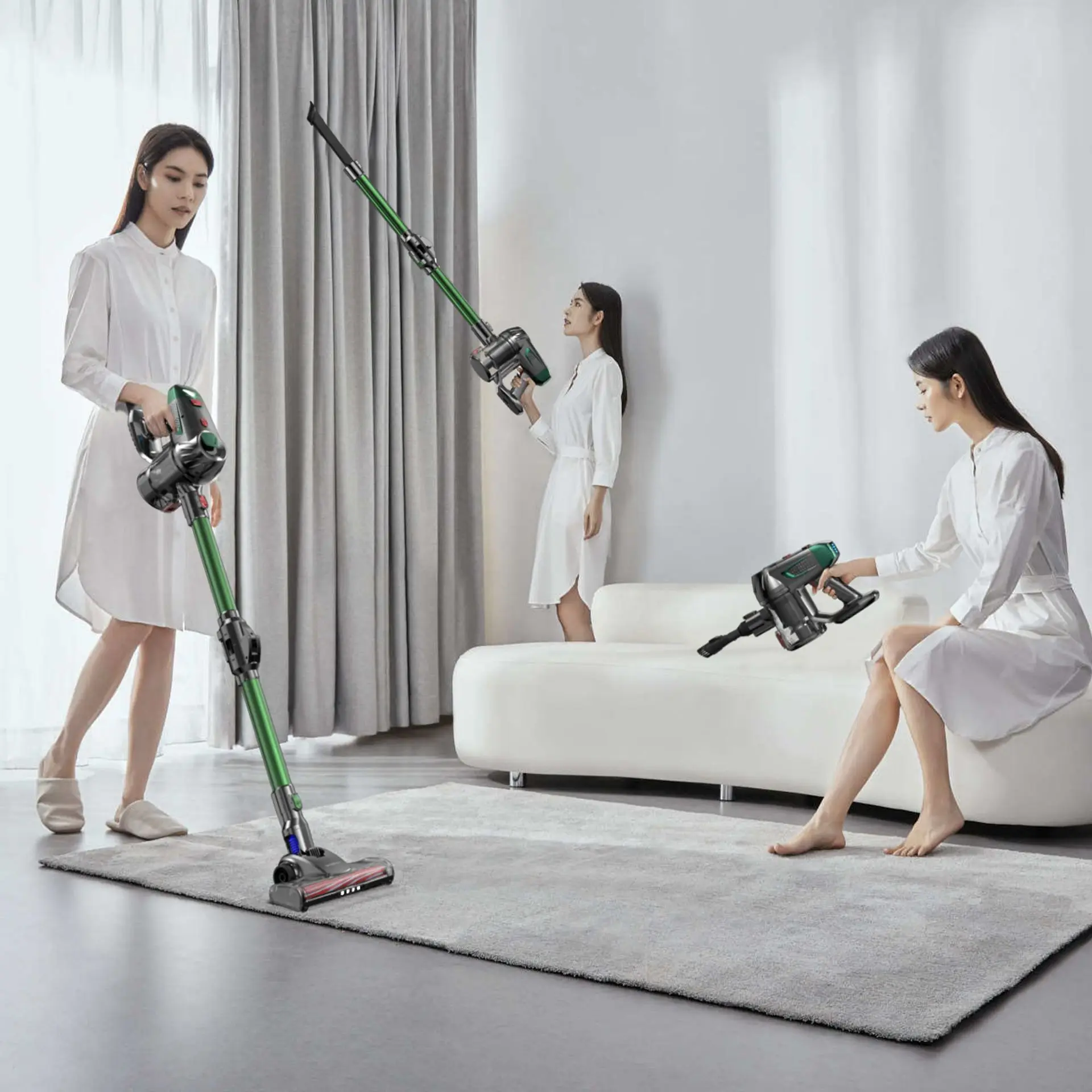 Cordless Vacuum Cleaner Handheld Foldable Rechargeable Two-speed Adjustment Strong Suction Whole House Cleaning 15kpa