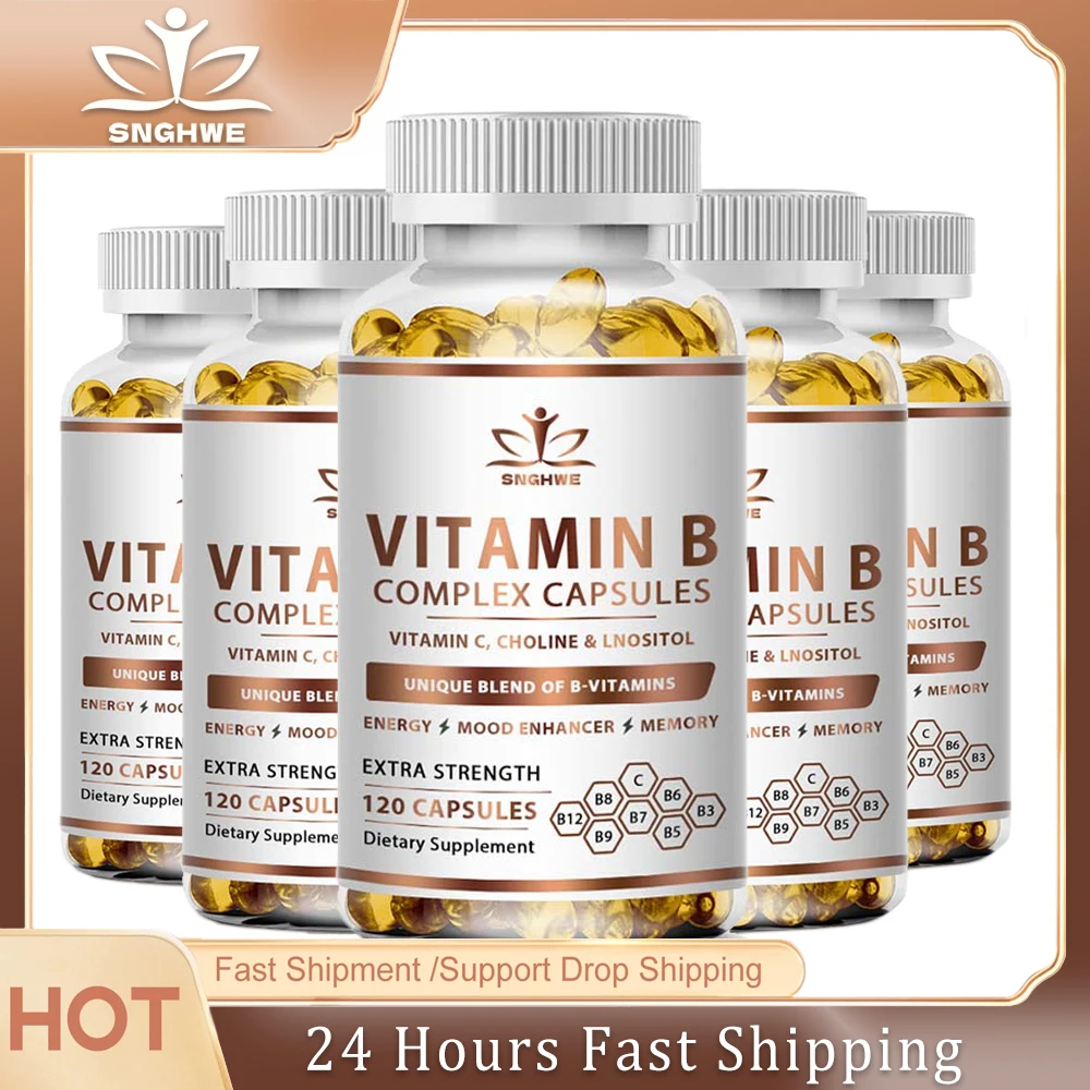 Complejo eficiente de vitamina B que contiene vitamina C, B1, B2, B3, B5, B6, B12, biotina, complejo de energía Natural