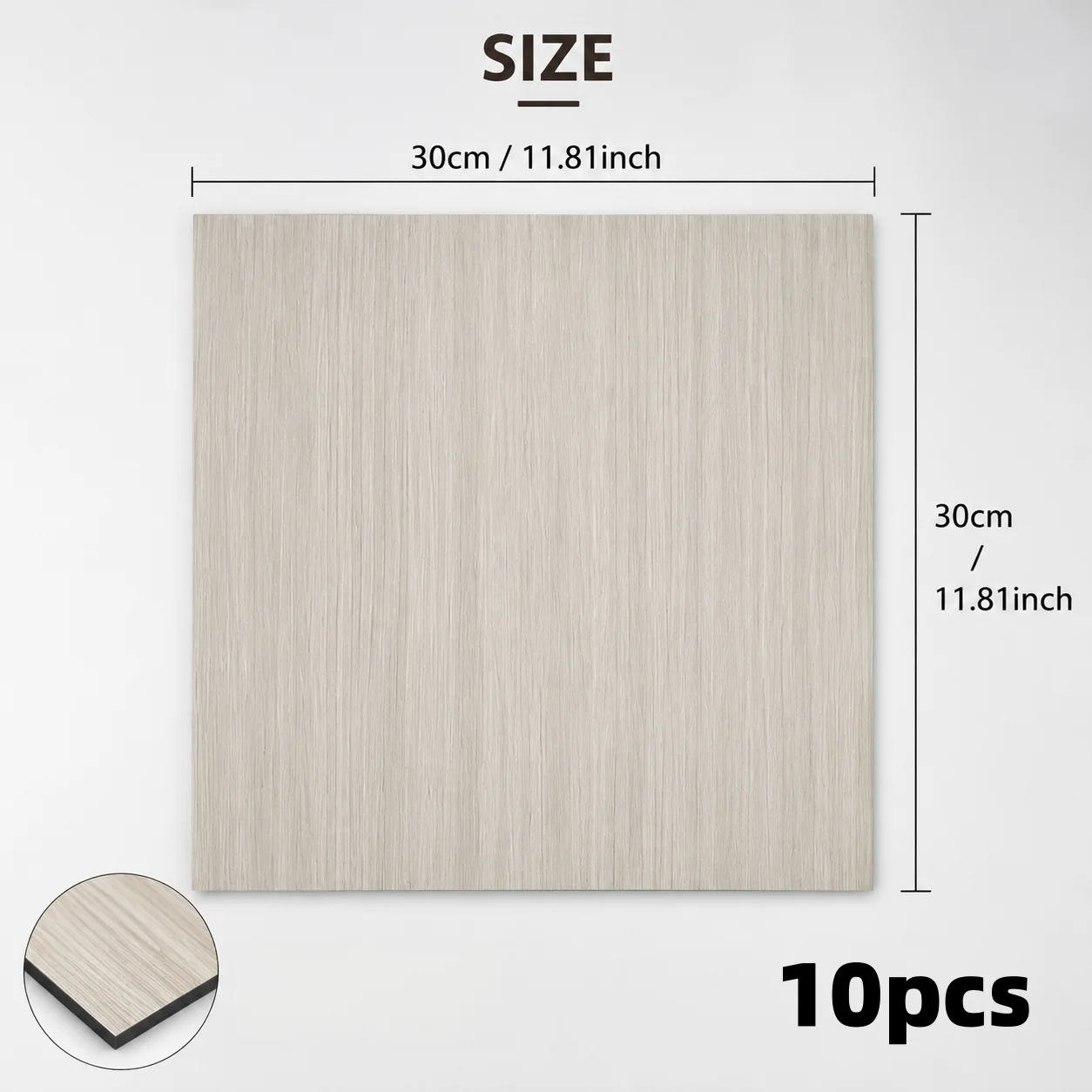 10pcs 3D Wood Grain Grid Self-Adhesive Wall Panels, Peel & Stick Removable for Home Commercial Renovation