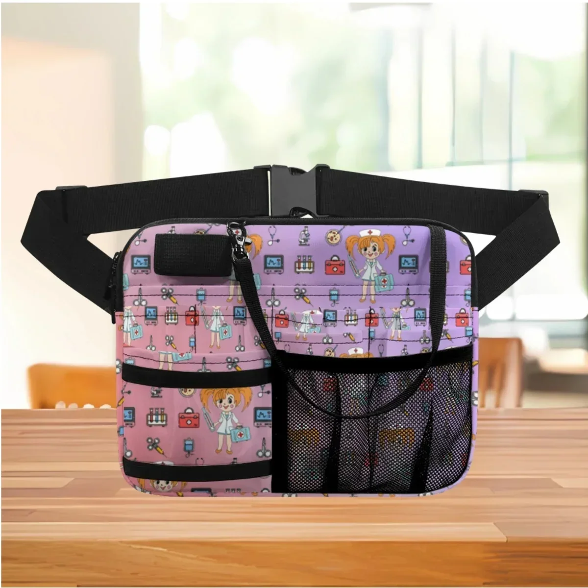 

Nurse Waist Bag Nursing Tool Bags Multi Compartment Utility Belt Pouch Case for Hospital Work Medical Equipment Print Fanny Pack