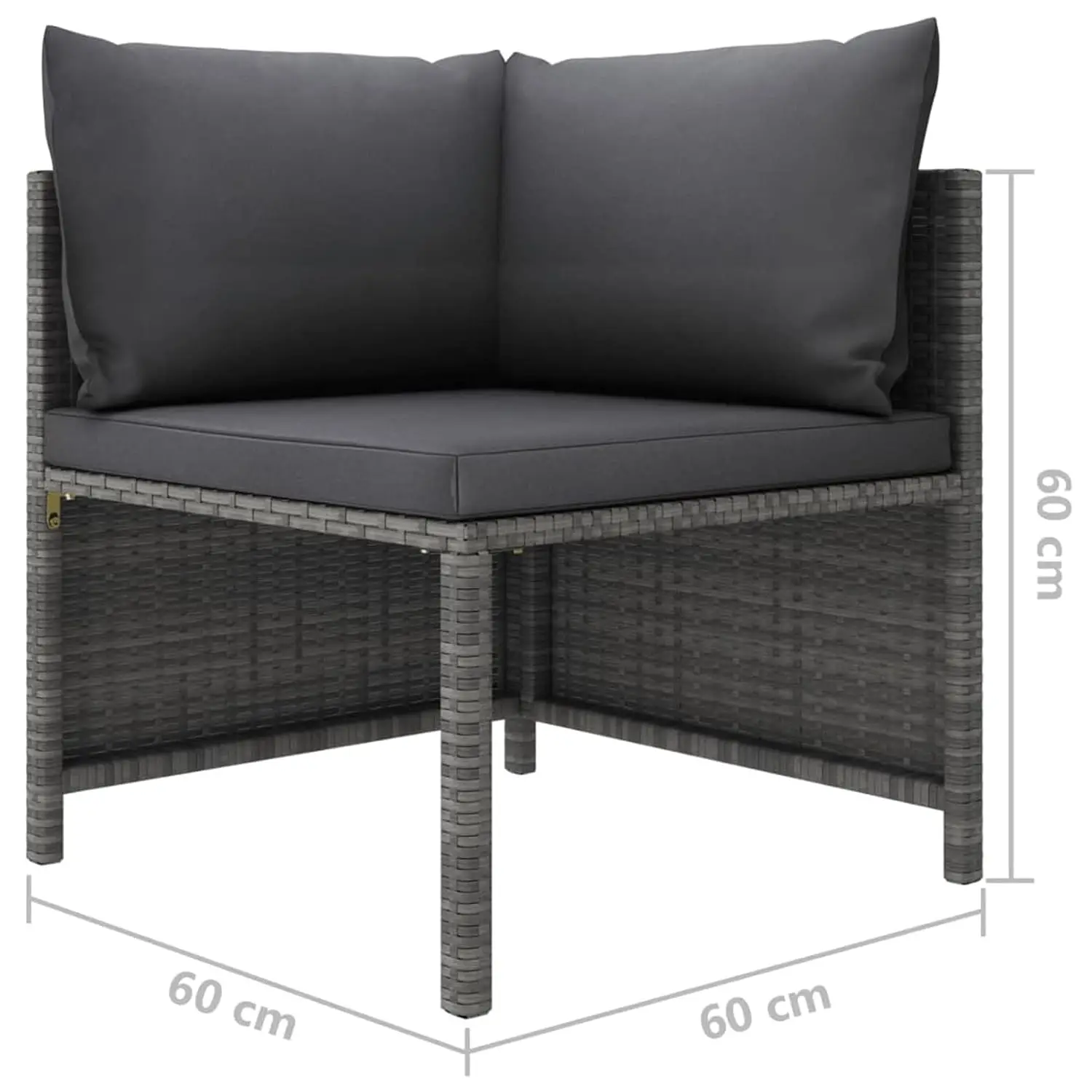 2-Seater Patio Sofa Set with Cushions Gray Poly Rattan Outdoor Furniture, Customized