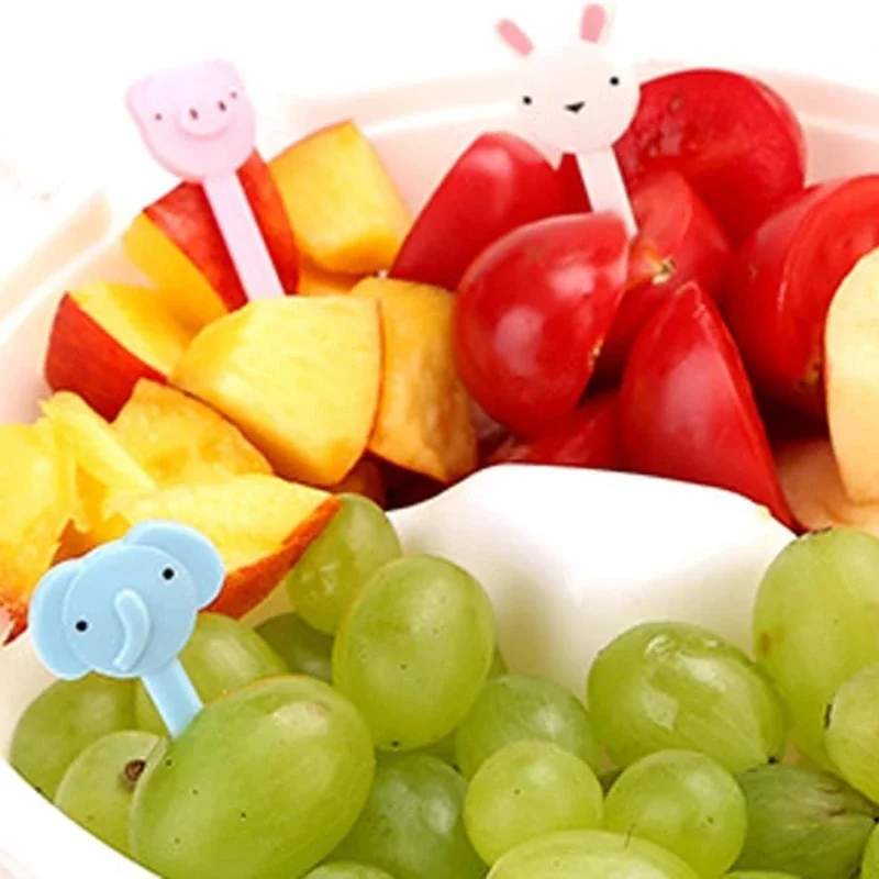 40pcs home cartoon fruit fork Creative cute plastic fruit fork set bento tag party fruit cake fork image 4