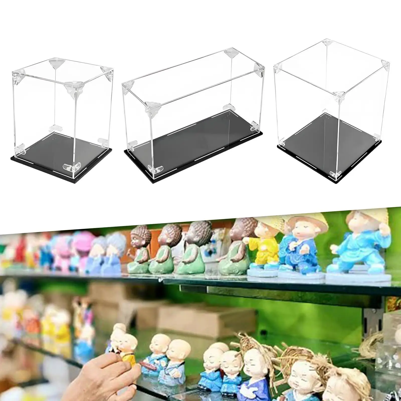 Vitrine en acrylique pour jouets, vitrine de protection, seau, boîte supérieure, assemblage, figurines d'action, poupées à collectionner