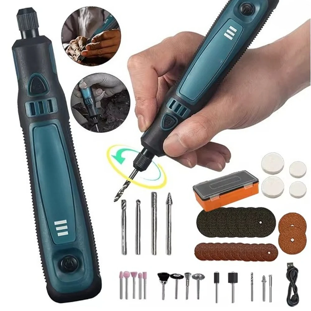 USB Cordless Rotary Tool Kit Holzbearbeitung Elektrische Bohrer Grinder Graveur Stift DIY Für Schmuck Metall Glas Mini Drahtlose Bohrer