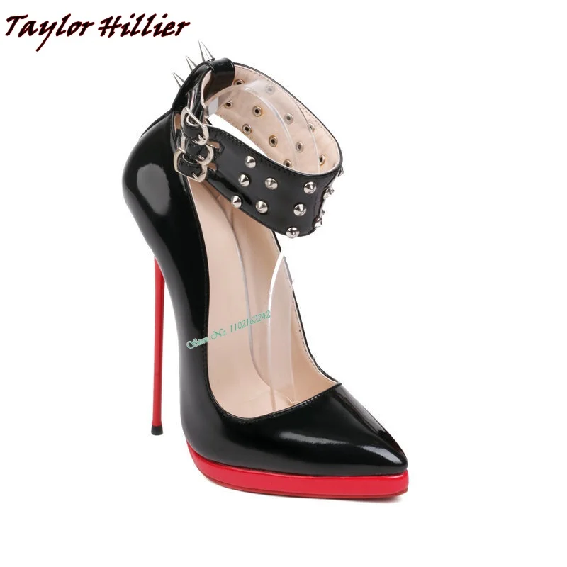 High Quality 16cm Super High Heel Pumps Rivet Pointed Toe Stiletto Runway Shoes Sexy Catwalk Nightclub Stage Shoes For Women