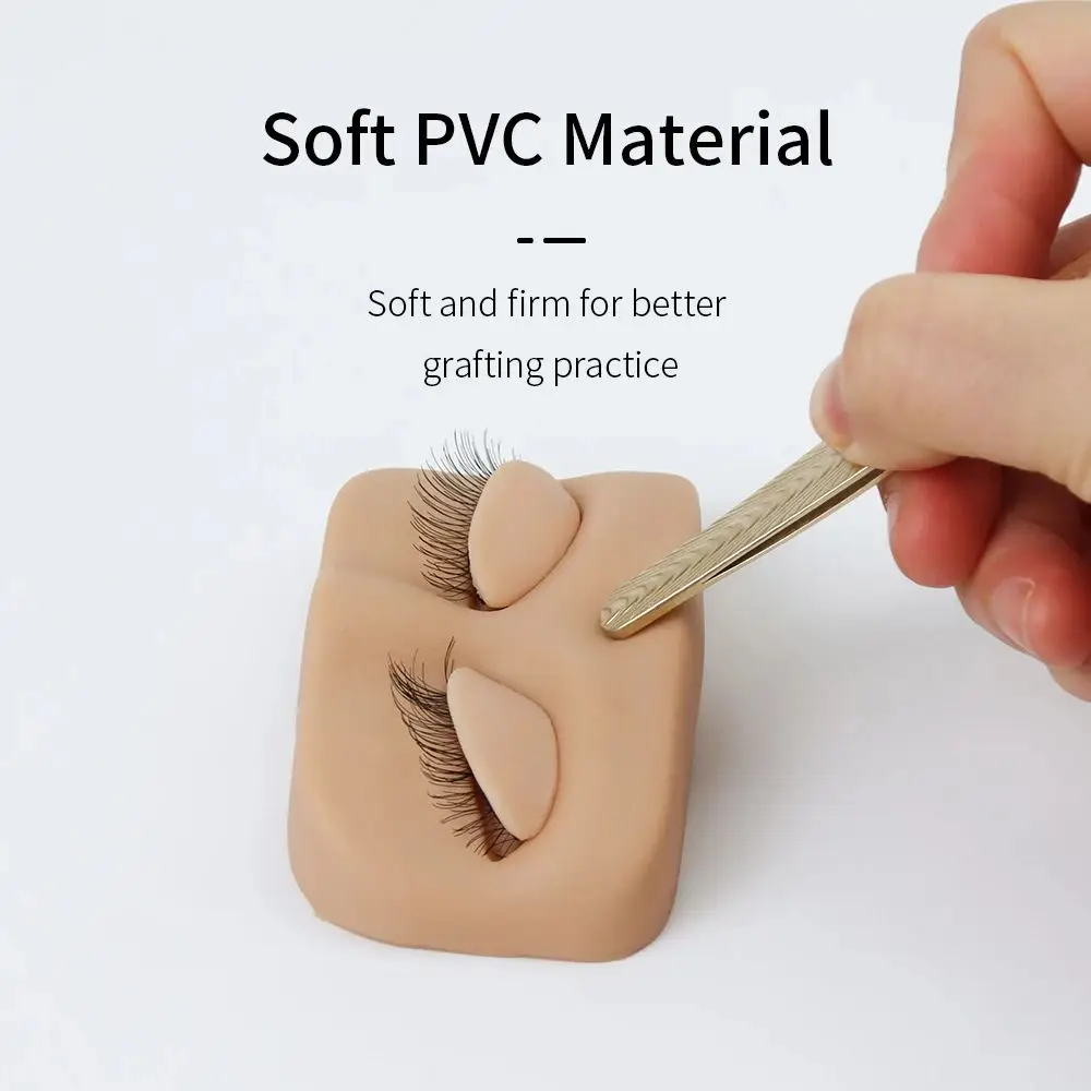 

PVC Eyelash Extension Mannequin Silicone Natural Eyelash Practice Tool Soft Professional Eyelash Graft Training Head Novice