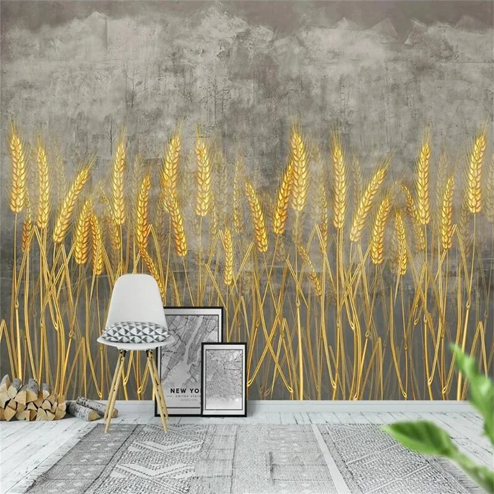 Custom Wallpaper 3d Mural Vintage Oil Painting Golden Wheat Field TV Sofa Background Walls Decor Living Room Bedroom Home Decor