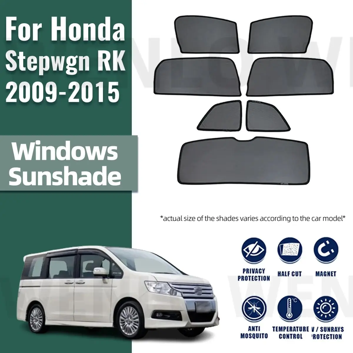 

For Honda Stepwgn RK Step wgn 2009-2015 Side Window Sun Shade Visor Magnetic Car Sunshade Front Rear Windshield Frame Curtains