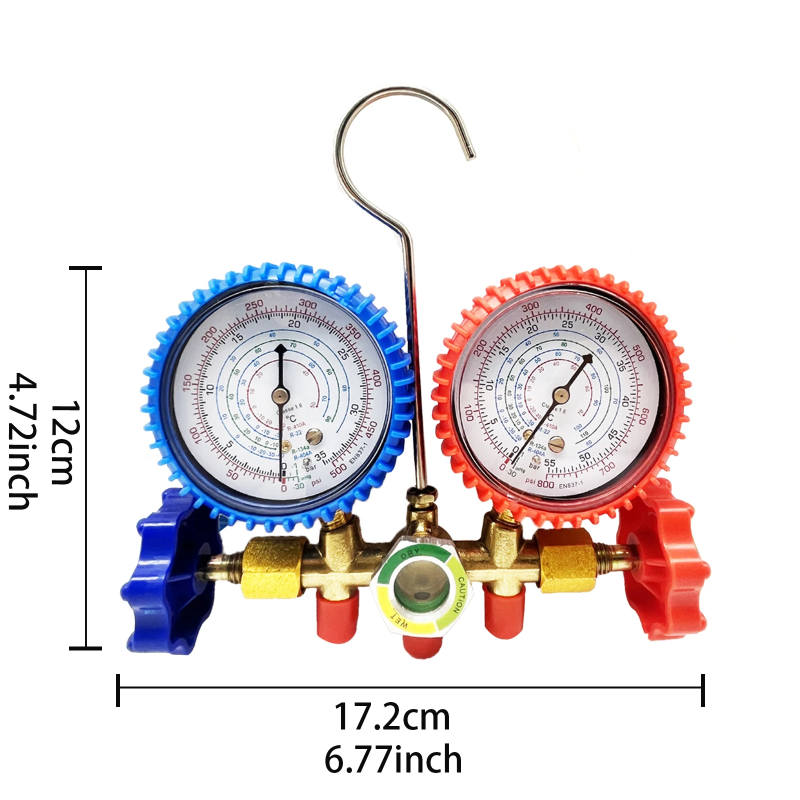 R410A Refrigerant Manifold Gauge Set 3 Way AC Air Conditioning Refrigeration Charging Tool for R410A R32 R404A R134A