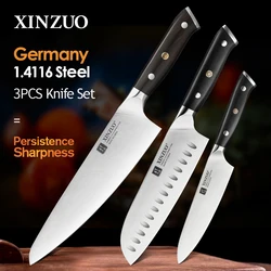 XINZUO 3pcs Kitchen Chef Santoku Utility Knives Set High Carbon Din 1.4116 Stainless Steel Cook Set Kitchen Accessories