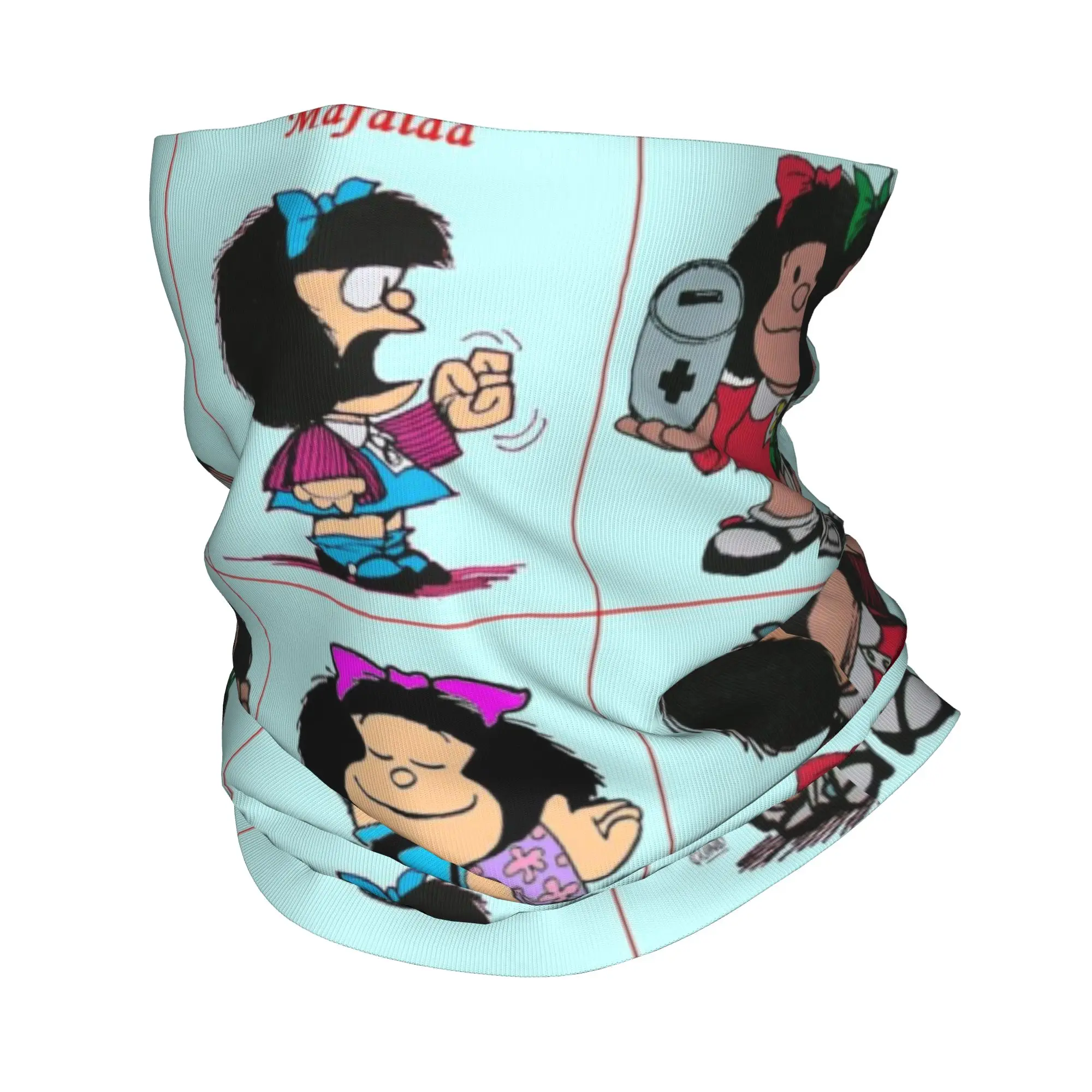 Mafalda Quino Comics Quino Cartoon Manga Bandana Neck Gaiter for Hiking Cycling Wrap Scarf Headband Warmer Face Scarf Cover