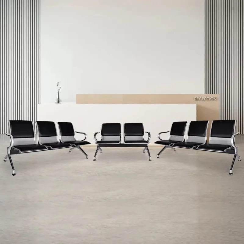 Waiting Room Reception Chairs Set- 3 Pieces PU Leather Office Guest Reception Waiting Room Bench with Armrest for Waiting Area