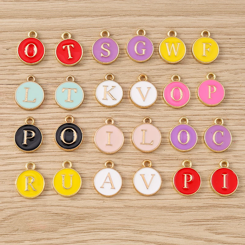10 Stück niedliche, bunte Buchstabenanhänger (Alphabet 26 A-Z) für die Schmuckherstellung, Anhänger, Halsketten, Ohrringe, Armbänder, Bastelbedarf für DIY-Projekte – Detail 1