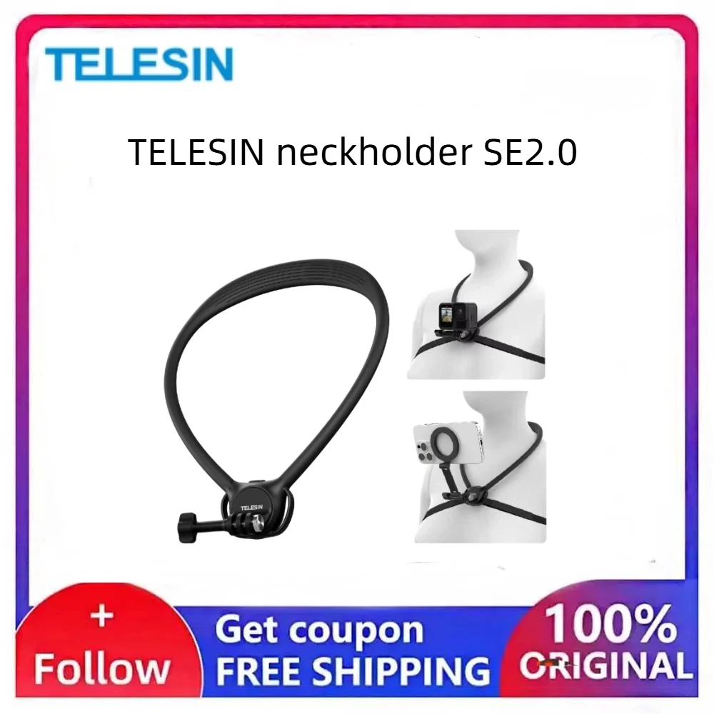 TELESIN Phone Action Camera Dual-Use Neck Holder, Compatible with GoPro Insta360 DJI Apeman EKEN SOOCOO
