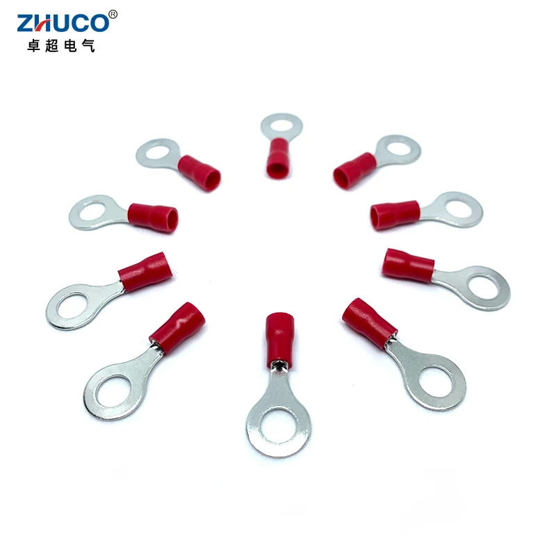 

100pcs RVL1.25-6 Ring Circular Red PVC Insulated Electrical Copper Wire Connector 22-16 AWG Cable Crimp Terminal 0.5-1.5mm2