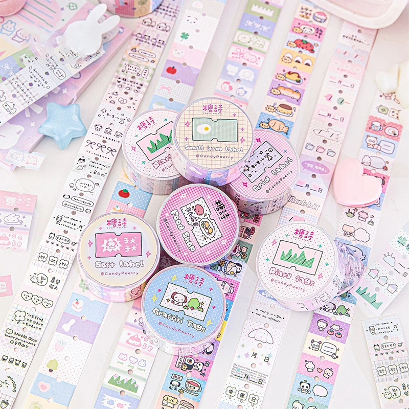 

Creative Coated Paper Tag Material Film Cutting Tape Cute Graffiti Hand Account Decorative Tape Cartoon Waterproof Stickers